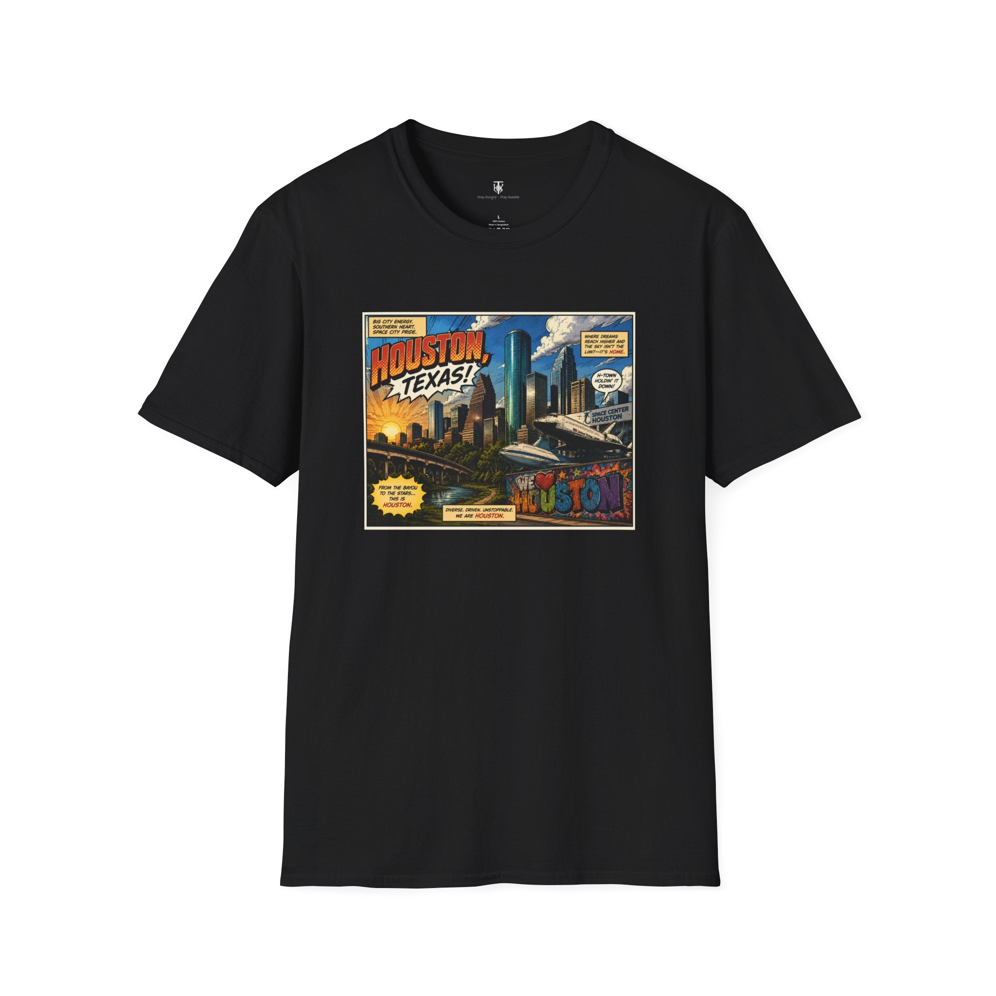 Houston Texas T‑Shirt — Vintage Comic Skyline Graphic Tee