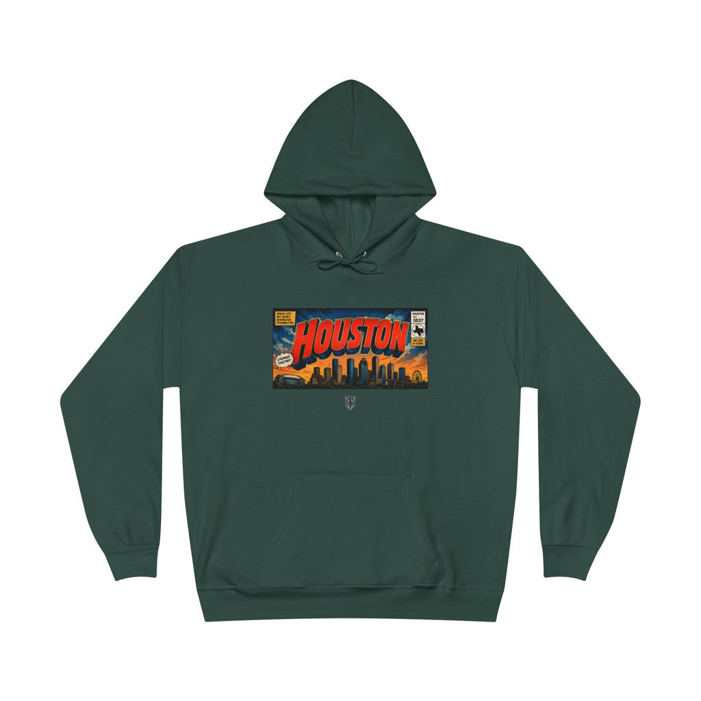 Houston Skyline Hoodie — Vintage Comic Book Design
