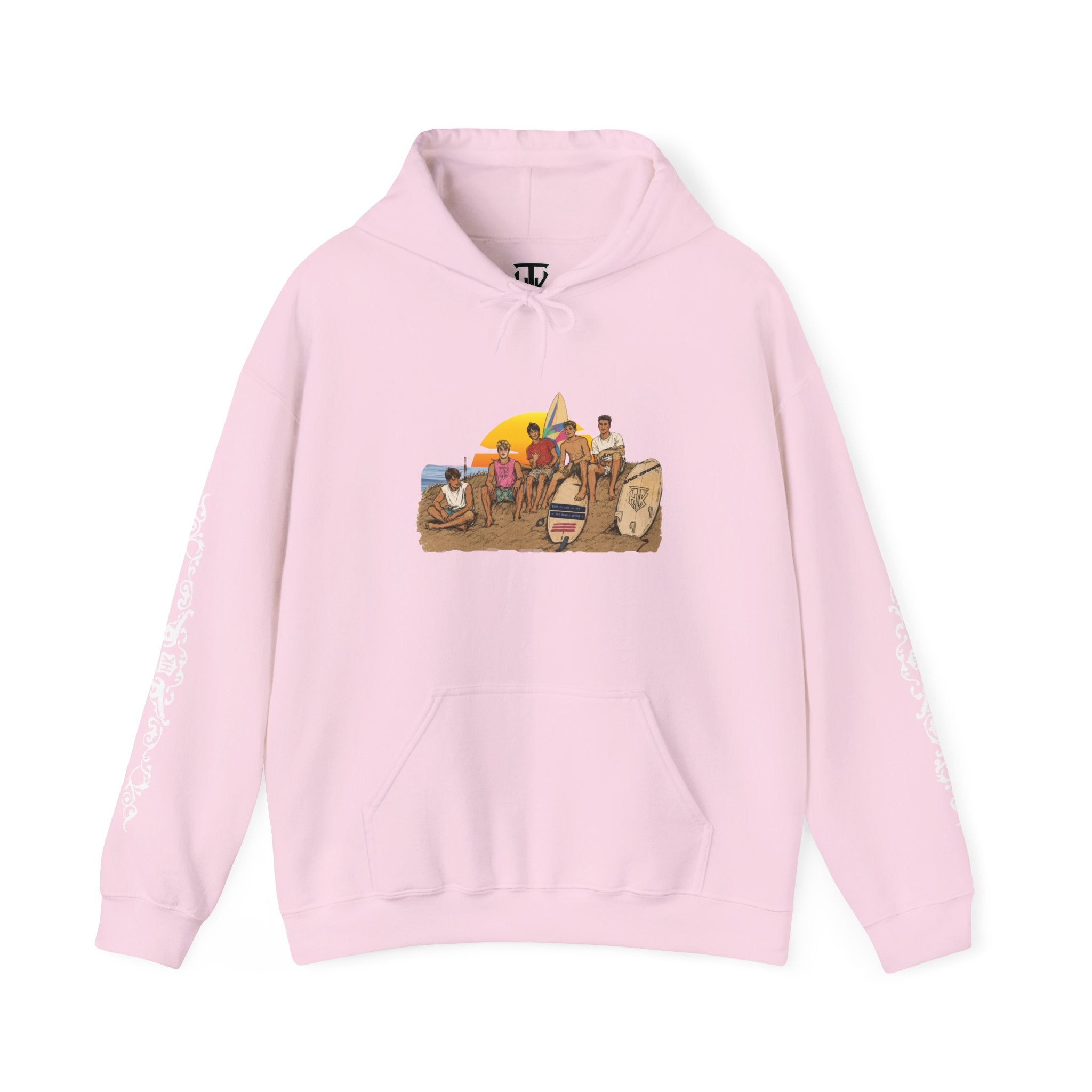 Surf Crew Vintage Sunset Hoodie — Beach Surfing Graphic Pullover