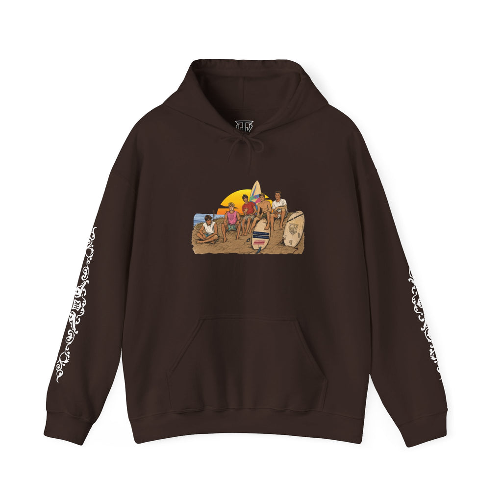 Surf Crew Vintage Sunset Hoodie — Beach Surfing Graphic Pullover