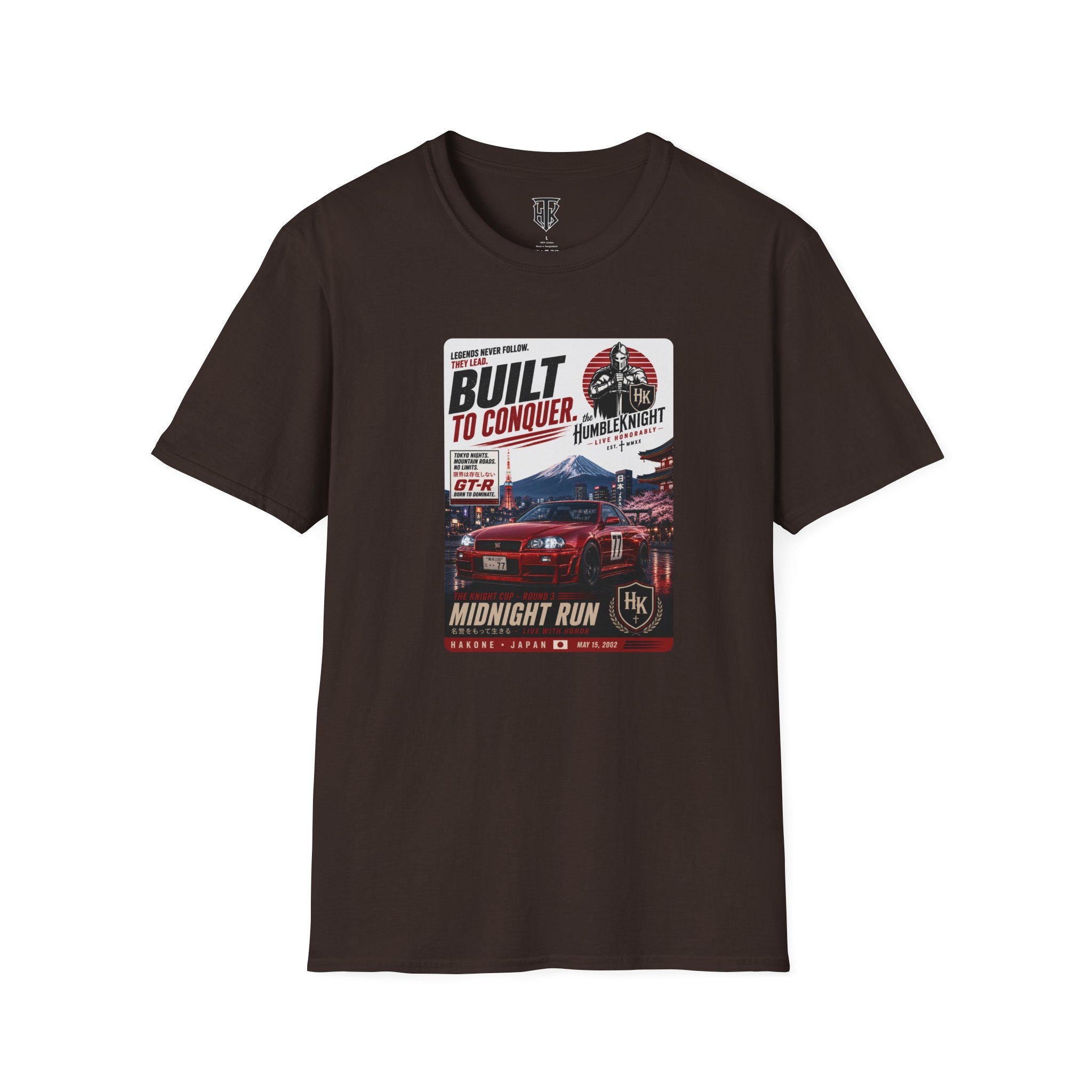 Built to Conquer Racing T-Shirt — Midnight Run Vintage Car Graphic