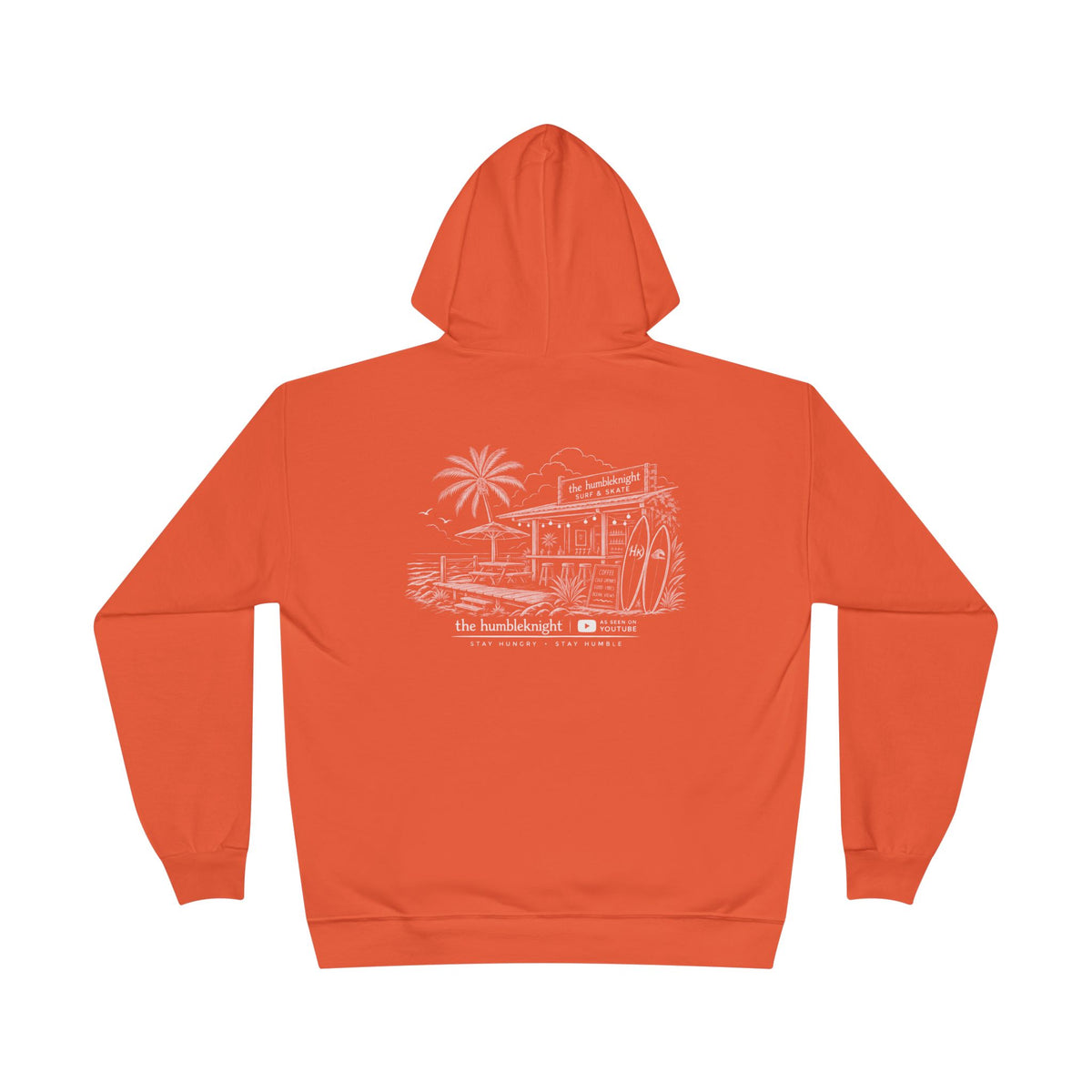 Vintage Humbleknight  Surf Shack Hoodie — Palm Tree Beach Pullover with 'The Surfside' Sketch