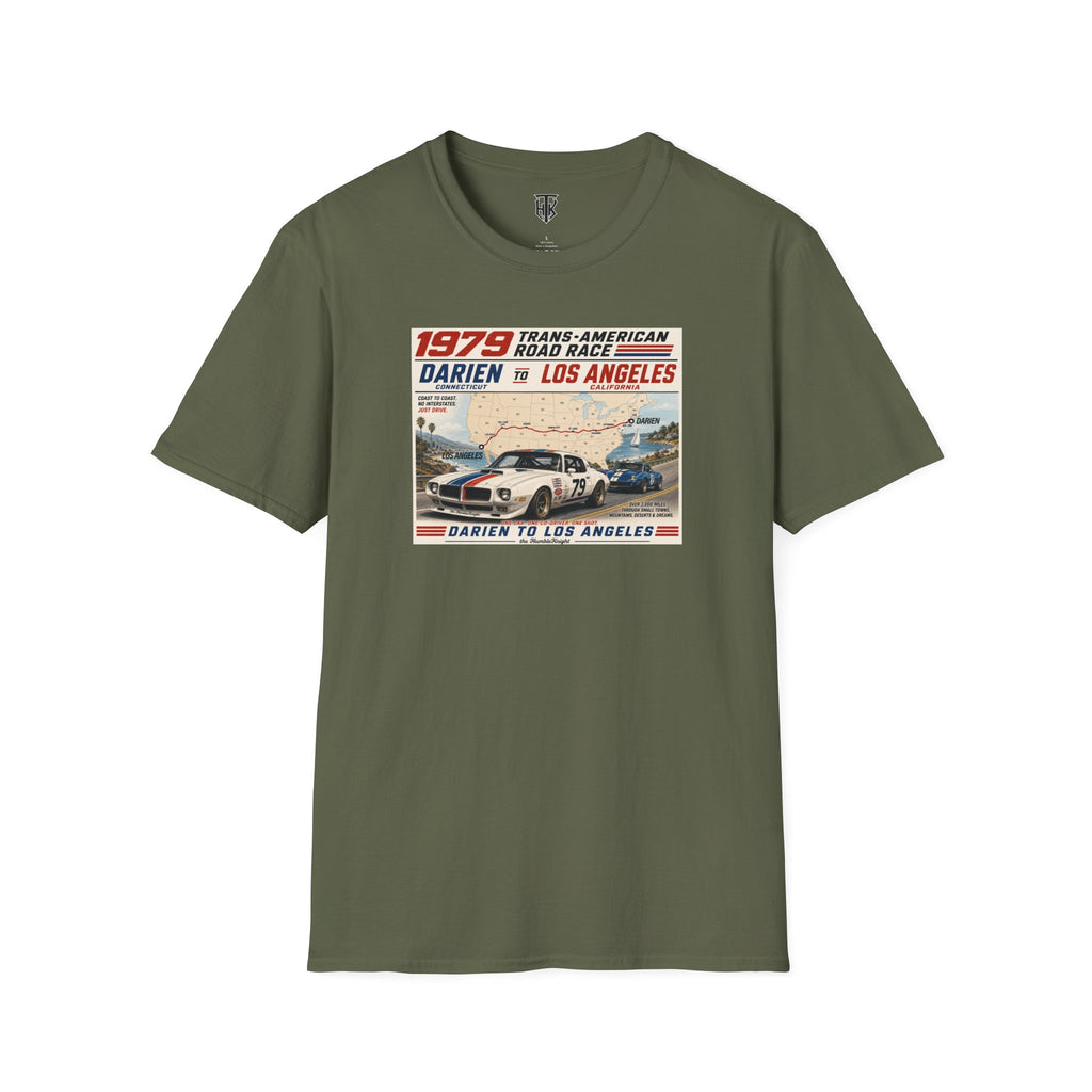 1979 Trans-American Road Race T-Shirt — Darien to Los Angeles Vintage Racing Tee