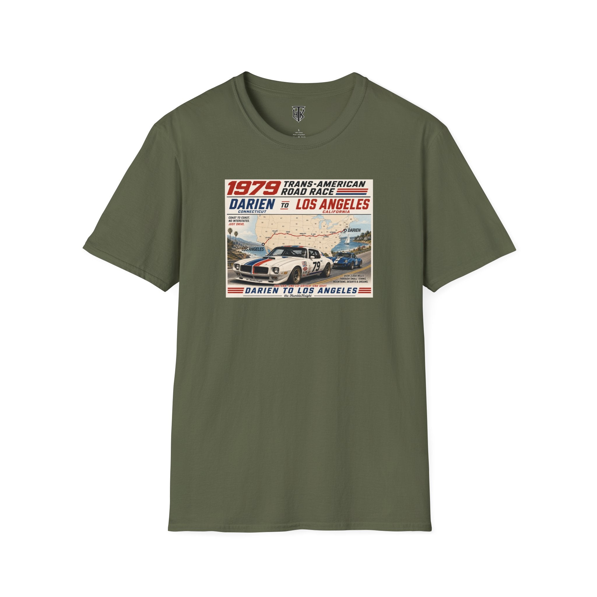 1979 Trans-American Road Race T-Shirt — Darien to Los Angeles Vintage Racing Tee