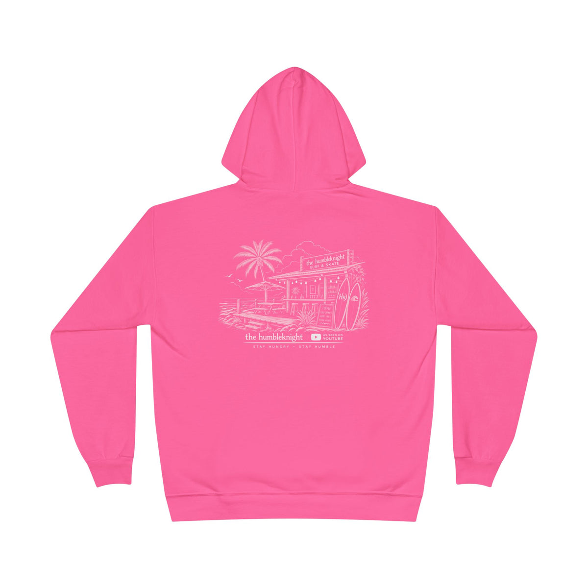 Vintage Humbleknight  Surf Shack Hoodie — Palm Tree Beach Pullover with 'The Surfside' Sketch
