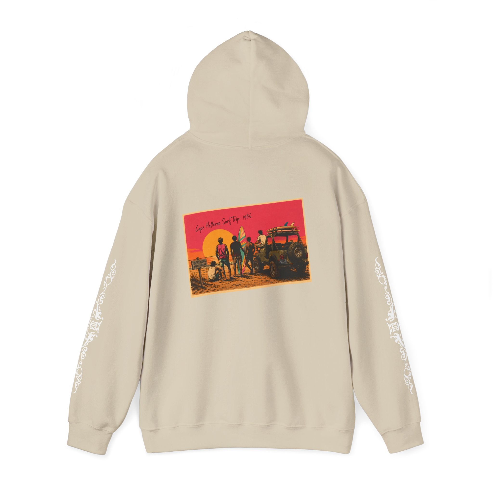 Surf Crew Vintage Sunset Hoodie — Beach Surfing Graphic Pullover