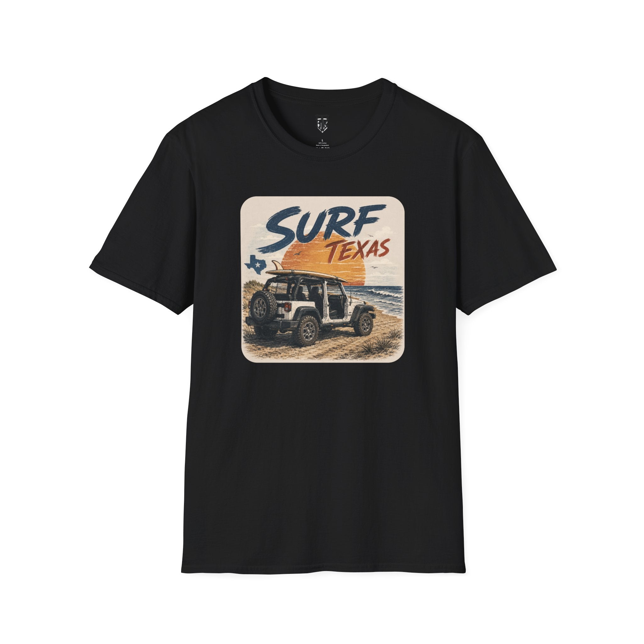 Surf Texas T‑Shirt — Retro Beach Jeep Graphic Tee