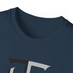 Shield Monogram Tee — Elegant Metallic Initials Graphic T-Shirt