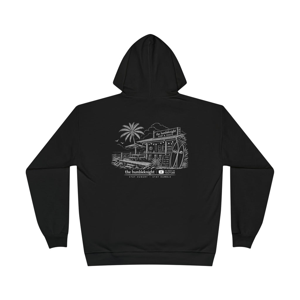 Vintage Humbleknight  Surf Shack Hoodie — Palm Tree Beach Pullover with 'The Surfside' Sketch