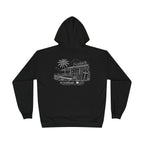 Vintage Humbleknight  Surf Shack Hoodie — Palm Tree Beach Pullover with 'The Surfside' Sketch