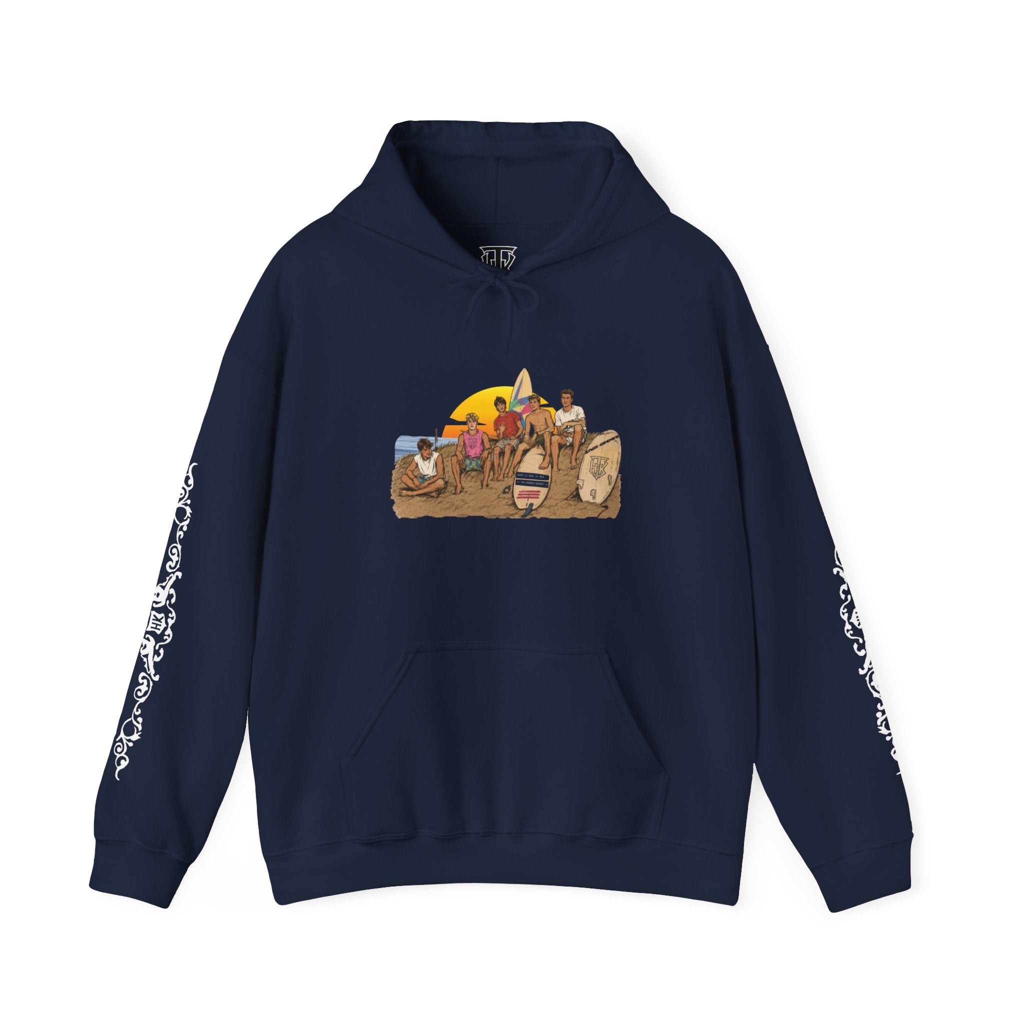 Surf Crew Vintage Sunset Hoodie — Beach Surfing Graphic Pullover