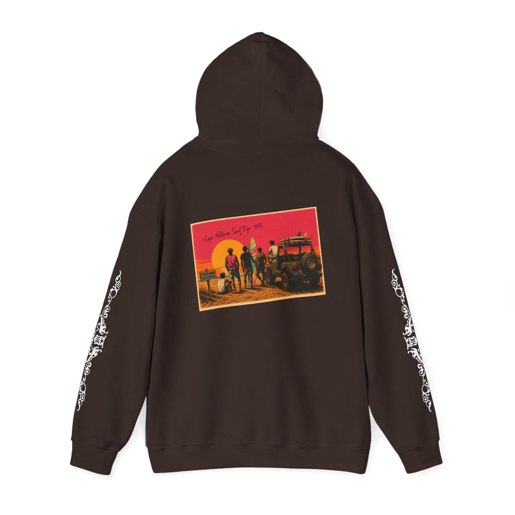 Surf Crew Vintage Sunset Hoodie — Beach Surfing Graphic Pullover