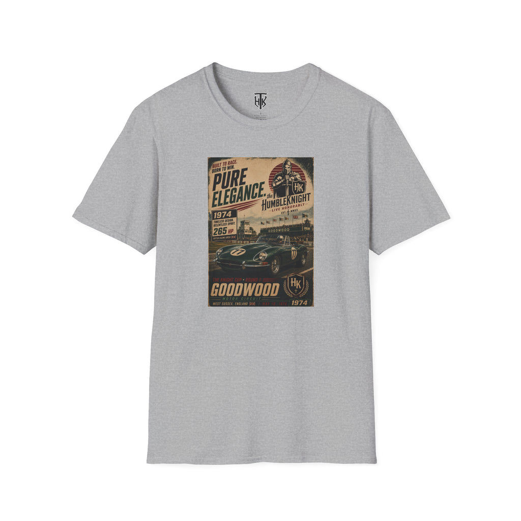 Vintage Racing T-Shirt — XKE "Pure Elegance" Goodwood Poster Tee