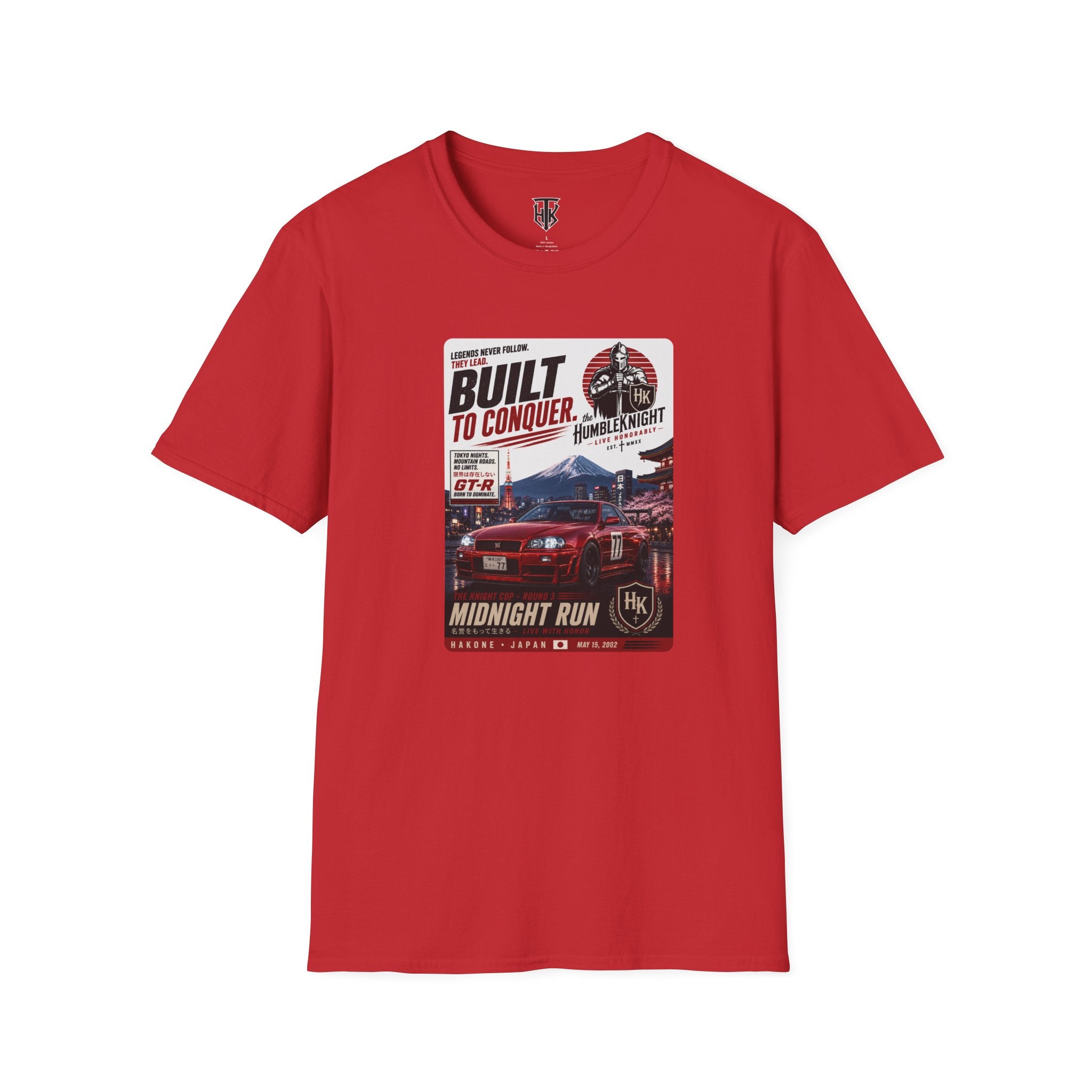 Built to Conquer Racing T-Shirt — Midnight Run Vintage Car Graphic