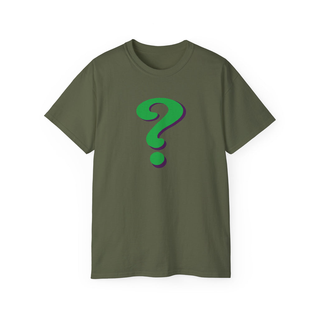 Riddle Me This Graphic T-Shirt — Green Retro Question Symbol Tee