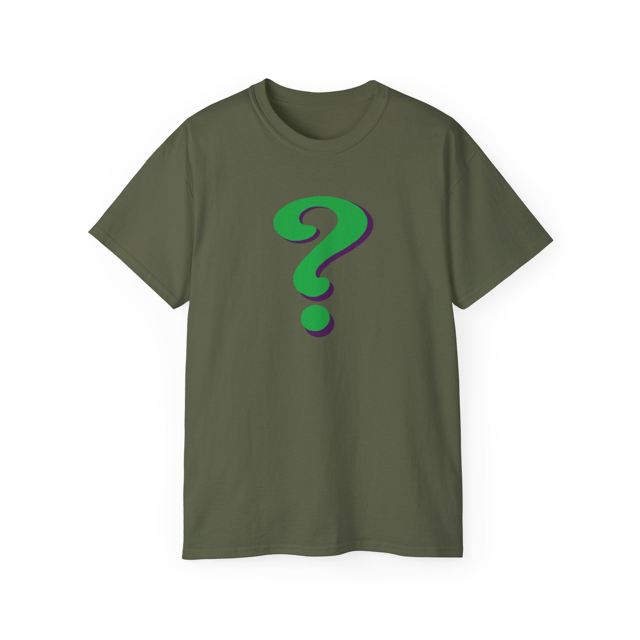 Riddle Me This Graphic T-Shirt — Green Retro Question Symbol Tee