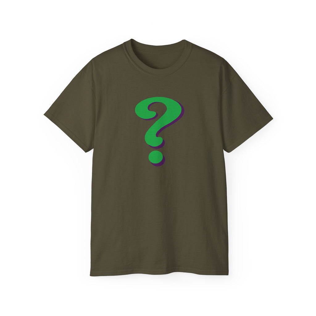 Riddle Me This Graphic T-Shirt — Green Retro Question Symbol Tee