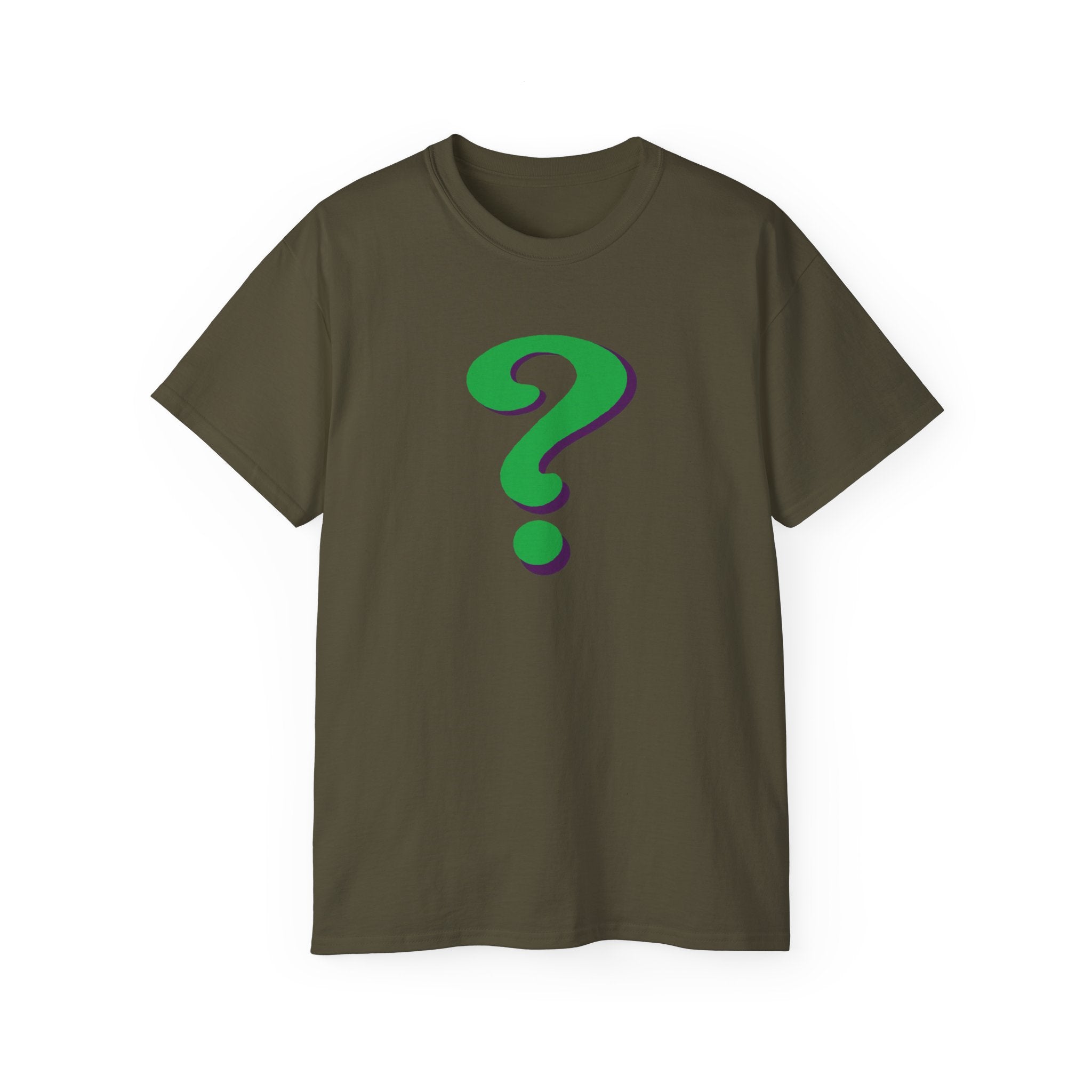 Riddle Me This Graphic T-Shirt — Green Retro Question Symbol Tee