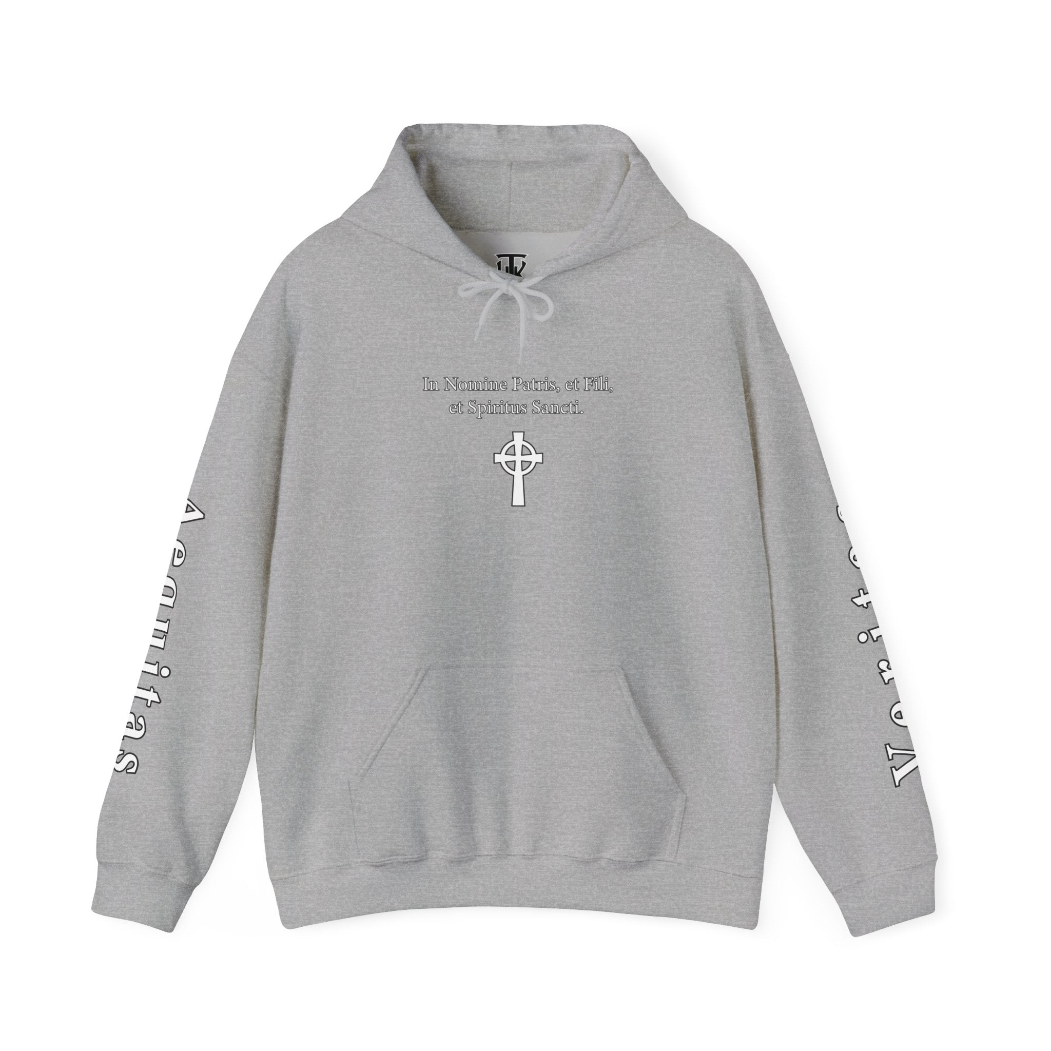 Veritas Aequitas "In Nomine Patris, et Filii, et Spiritus Sancti" Sleeve Scripture Pullover