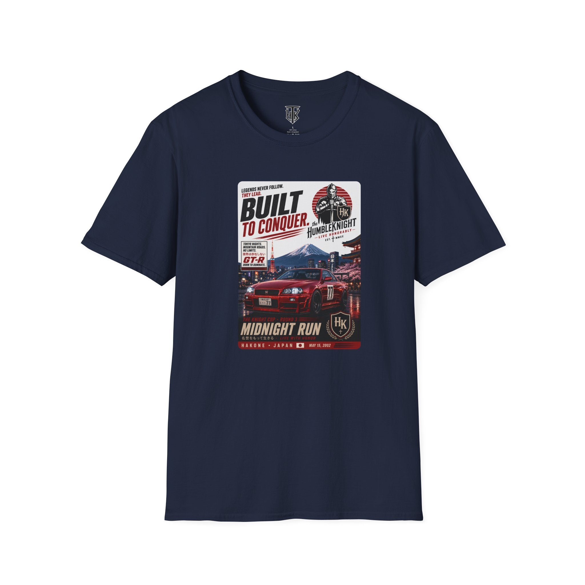 Built to Conquer Racing T-Shirt — Midnight Run Vintage Car Graphic