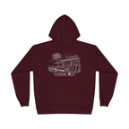 Vintage Humbleknight  Surf Shack Hoodie — Palm Tree Beach Pullover with 'The Surfside' Sketch