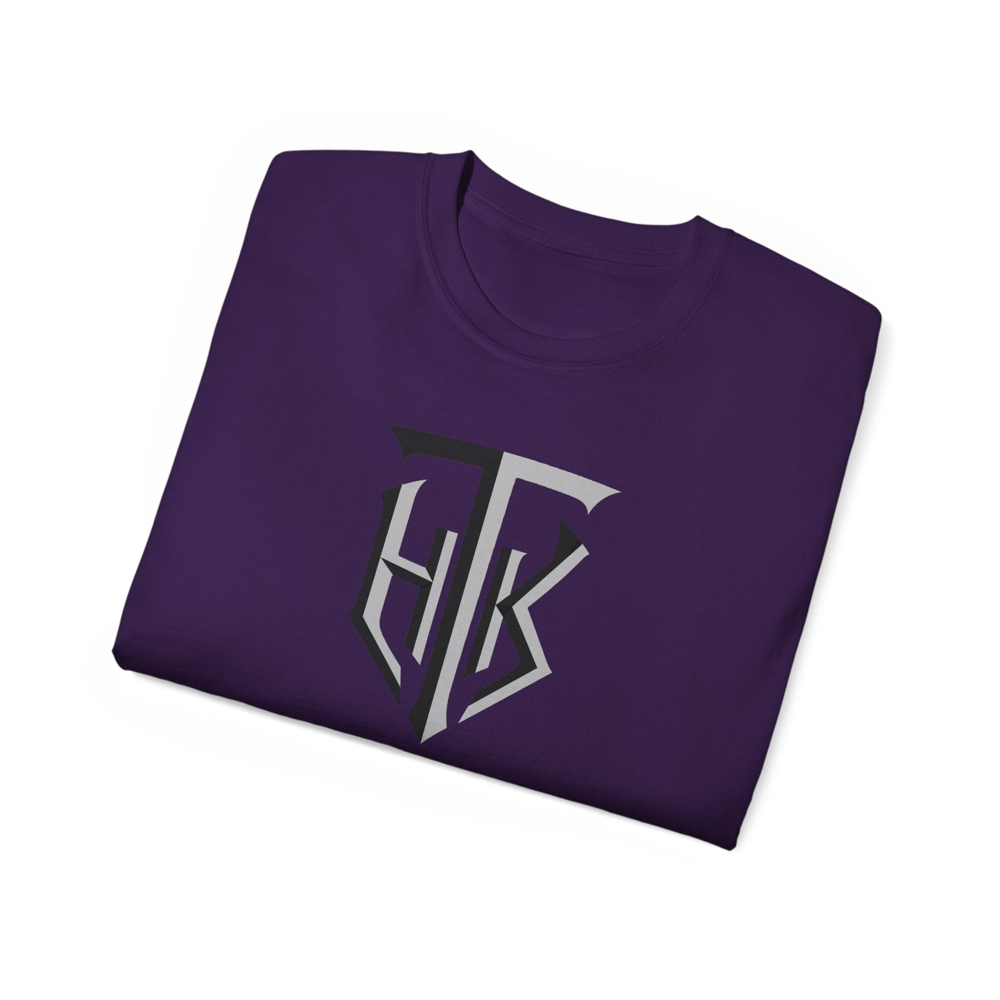 Shield Monogram Tee — Elegant Metallic Initials Graphic T-Shirt