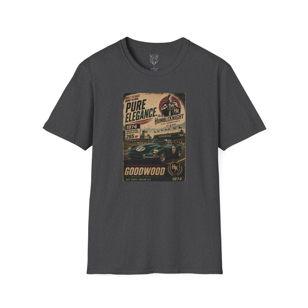 Vintage Racing T-Shirt — XKE "Pure Elegance" Goodwood Poster Tee