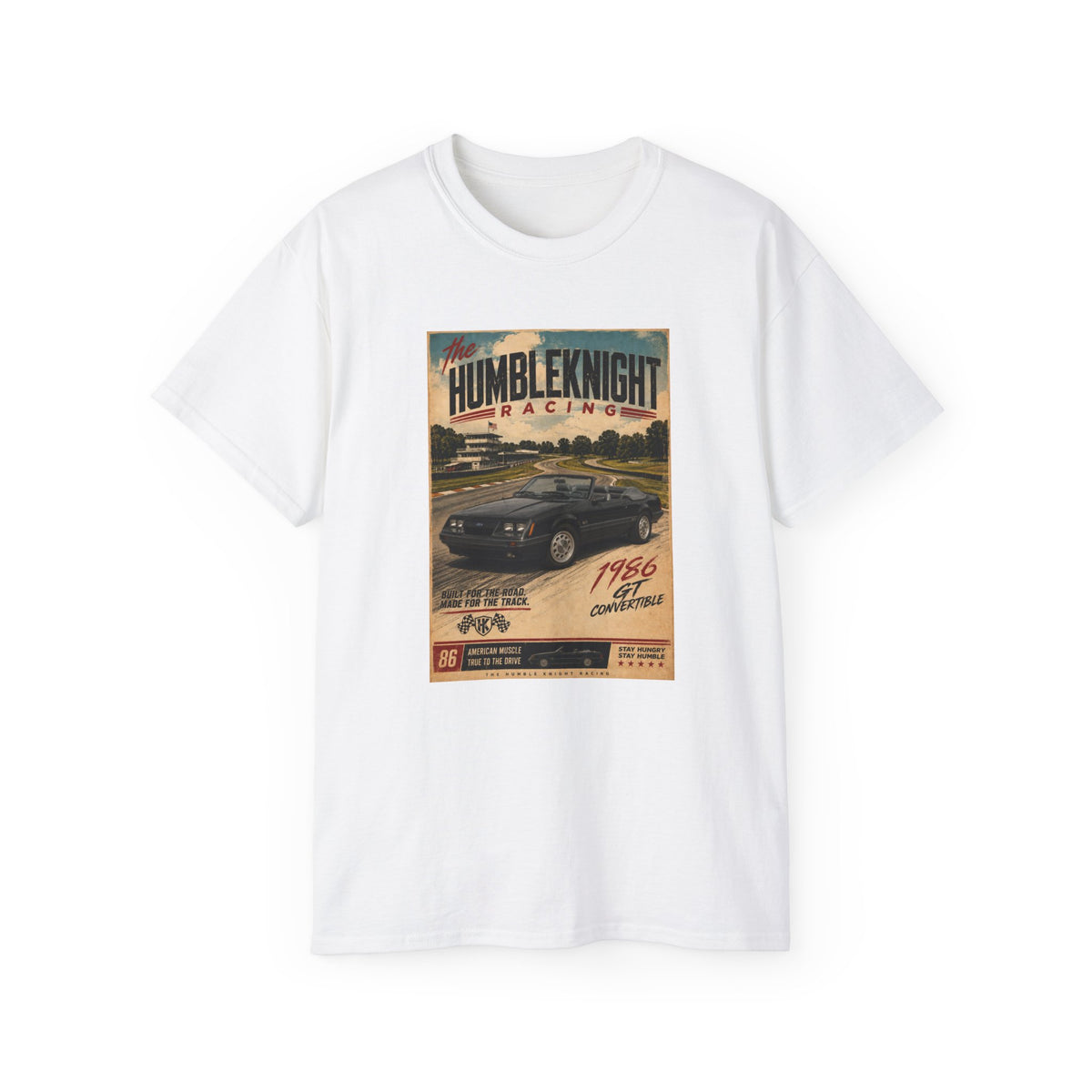 The HumbleKnight Racing – 1986 GT Convertible Vintage Muscle Car Tee