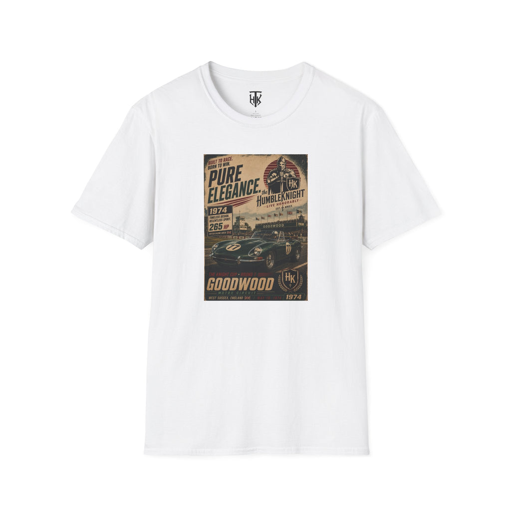 Vintage Racing T-Shirt — XKE "Pure Elegance" Goodwood Poster Tee