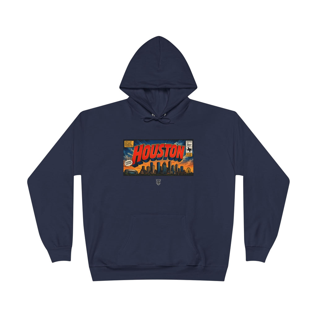 Houston Skyline Hoodie — Vintage Comic Book Design
