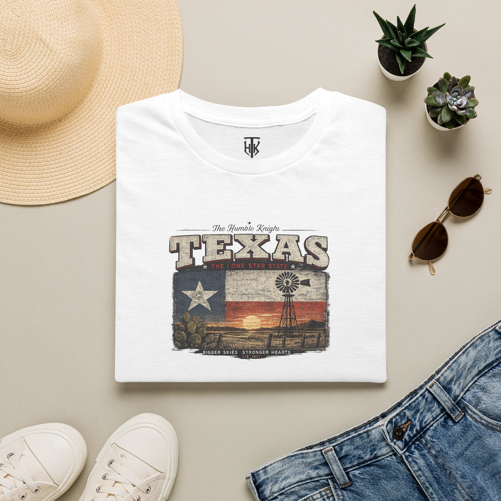Texas Vintage Flag T-Shirt — The Lone Star State Retro Sunset Design
