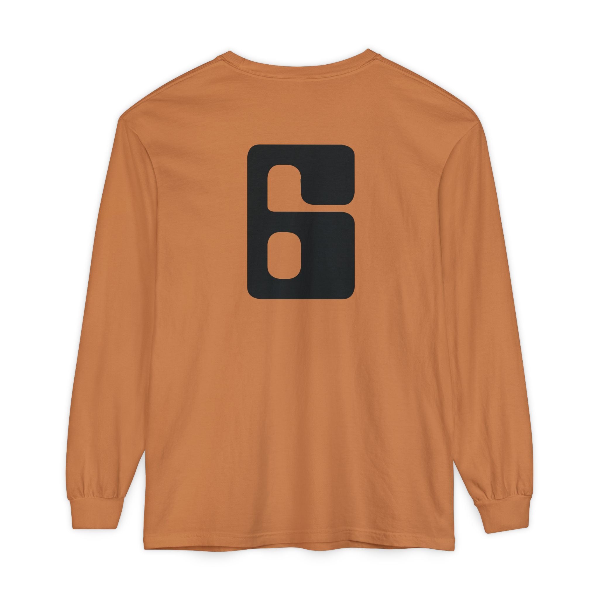 Jonathan E Number 6 Long Sleeve Tee — Vintage Block '6' Graphic Shirt