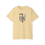 Shield Monogram Tee — Elegant Metallic Initials Graphic T-Shirt