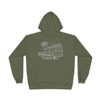 Vintage Humbleknight  Surf Shack Hoodie — Palm Tree Beach Pullover with 'The Surfside' Sketch