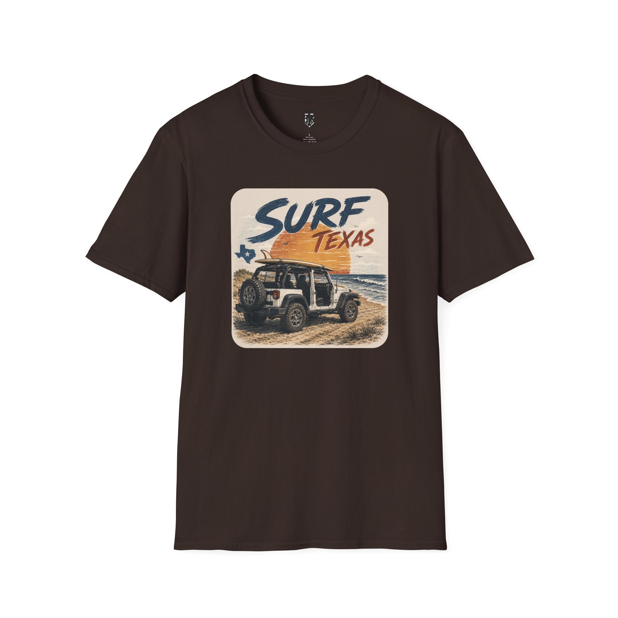 Surf Texas T‑Shirt — Retro Beach Jeep Graphic Tee