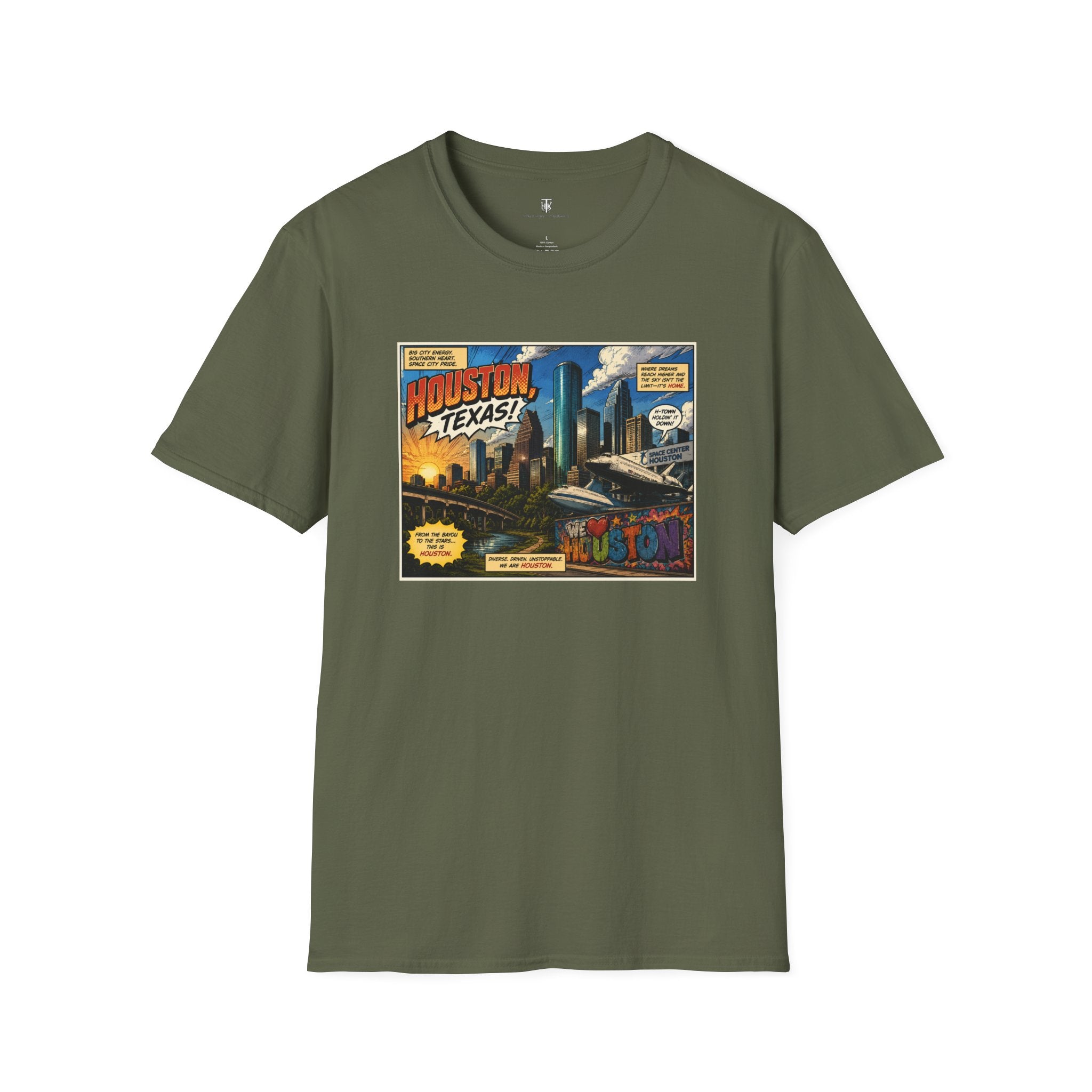 Houston Texas T‑Shirt — Vintage Comic Skyline Graphic Tee