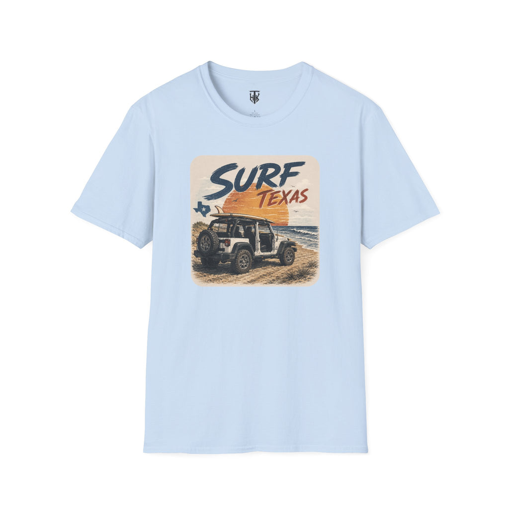 Surf Texas T‑Shirt — Retro Beach Jeep Graphic Tee
