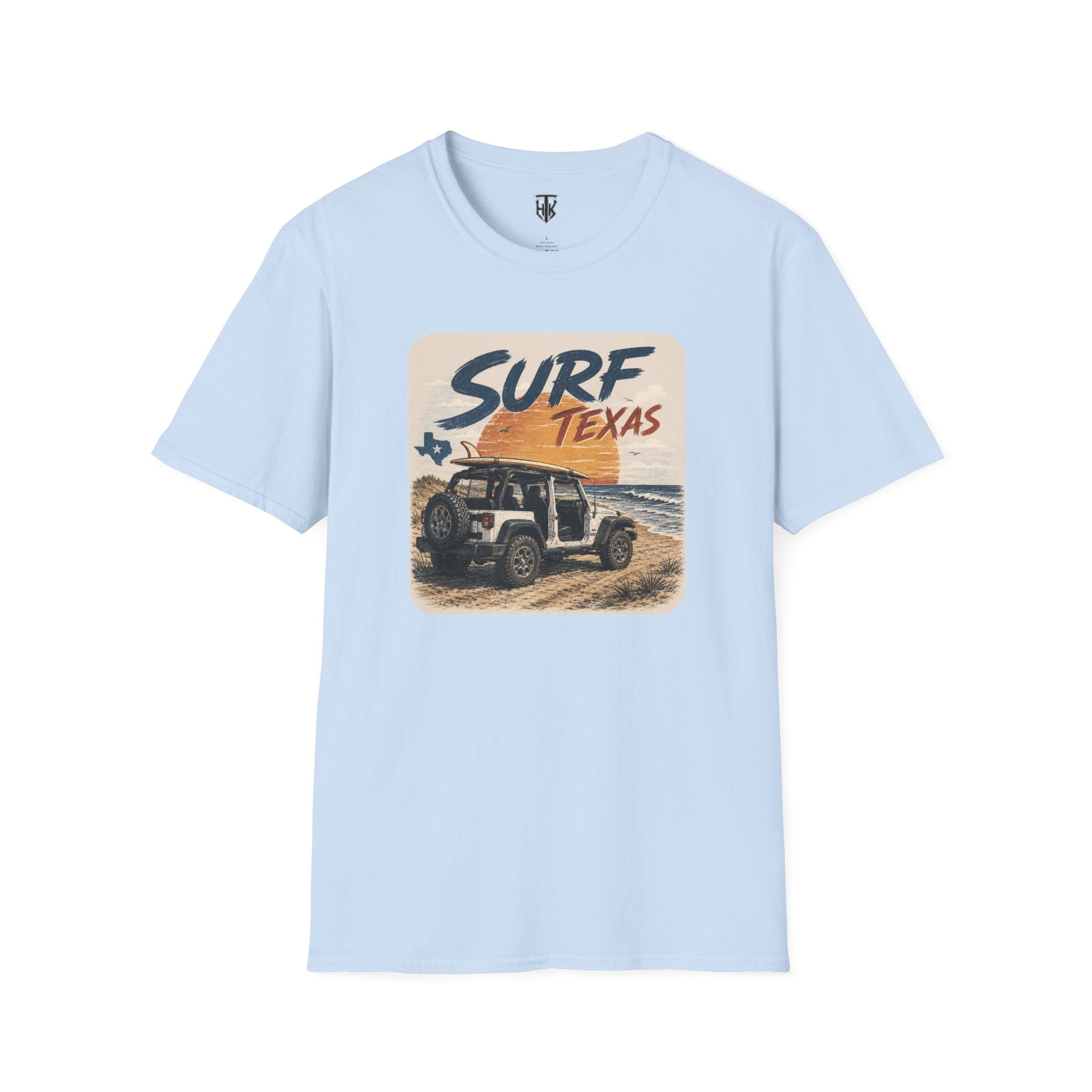 Surf Texas T‑Shirt — Retro Beach Jeep Graphic Tee