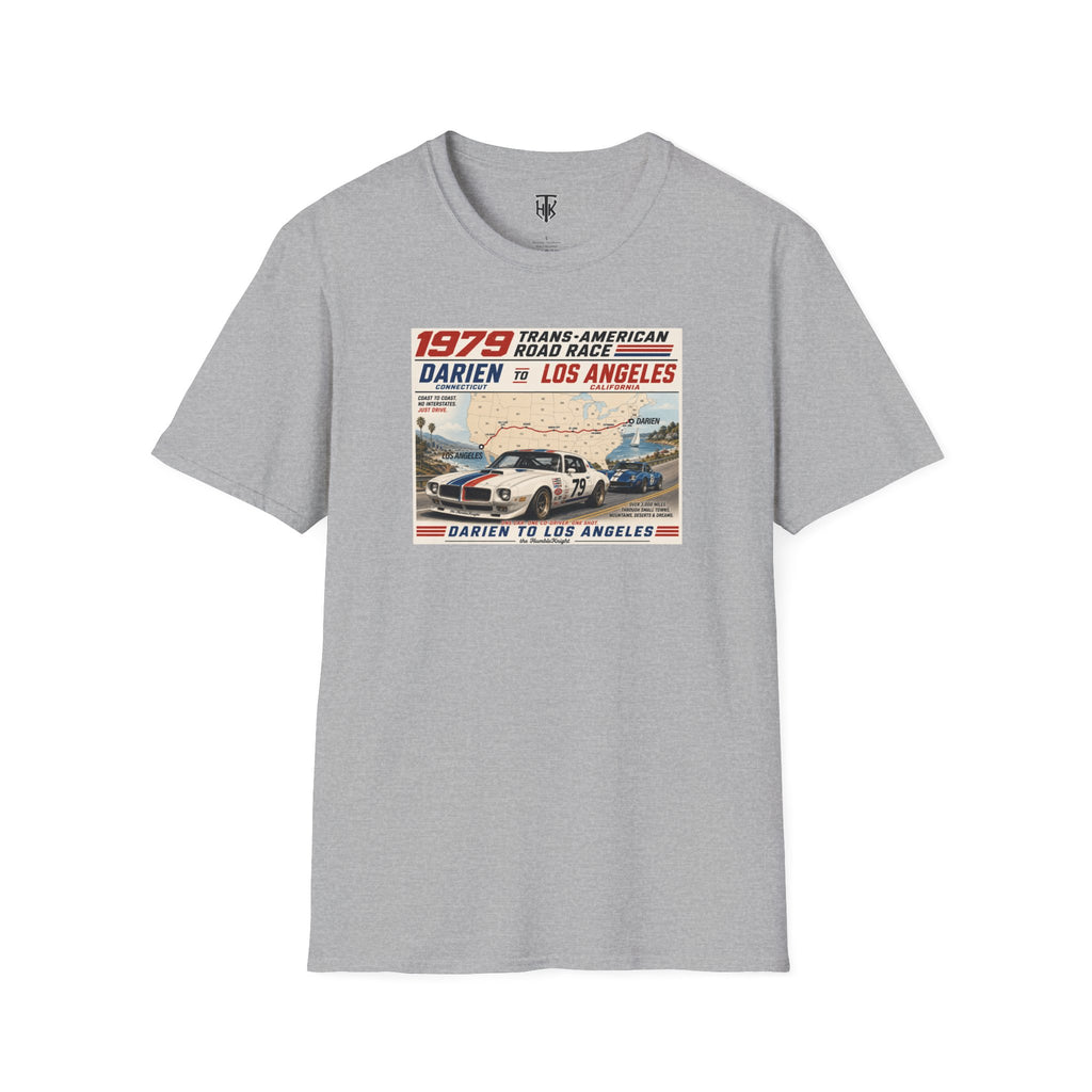 1979 Trans-American Road Race T-Shirt — Darien to Los Angeles Vintage Racing Tee