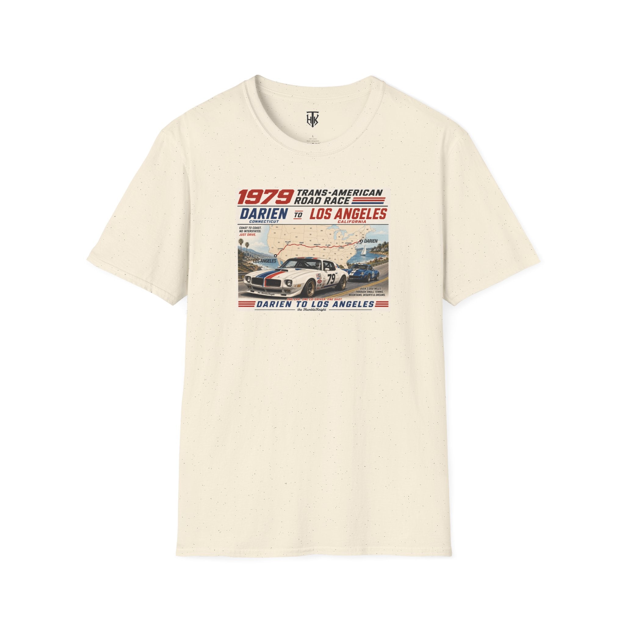 1979 Trans-American Road Race T-Shirt — Darien to Los Angeles Vintage Racing Tee