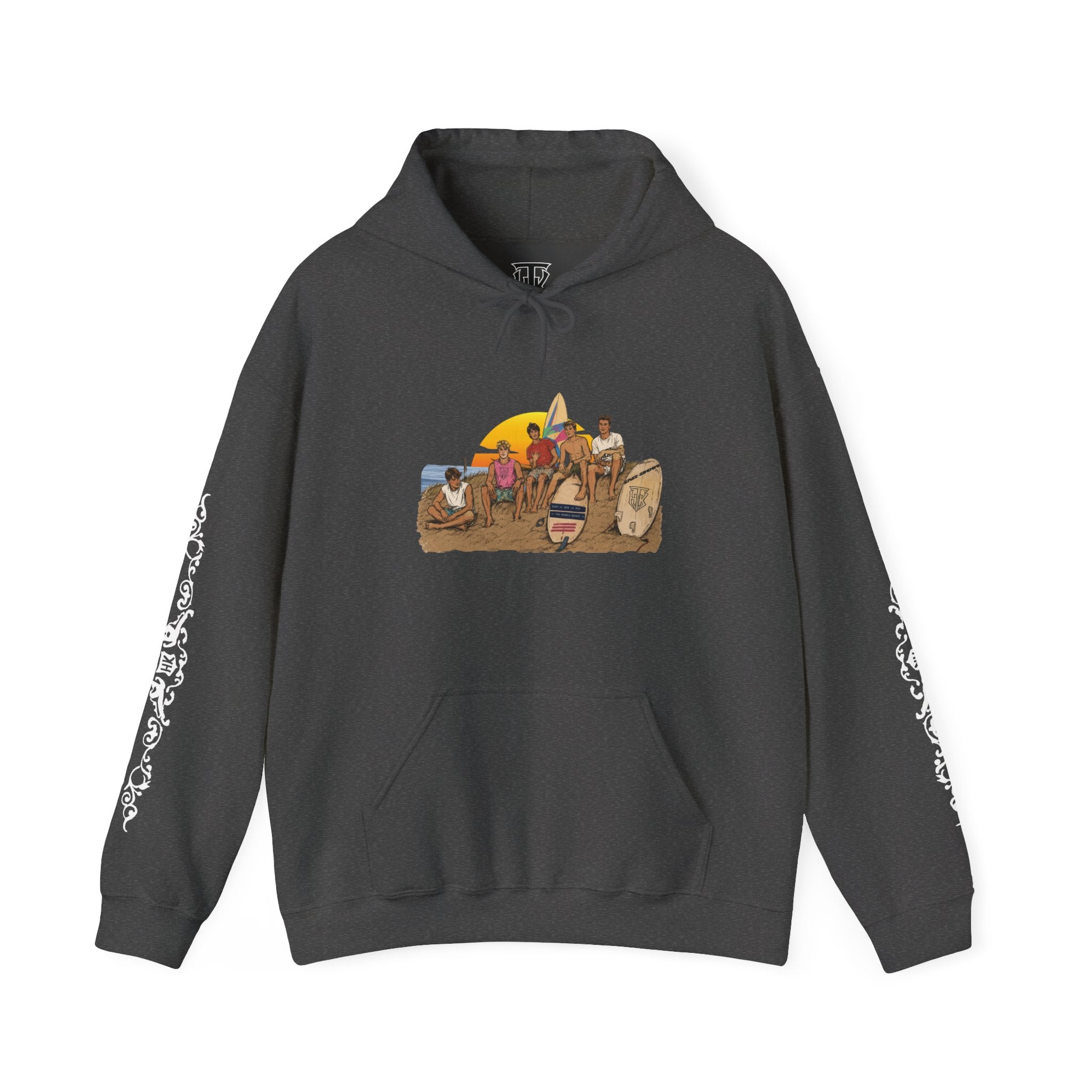 Surf Crew Vintage Sunset Hoodie — Beach Surfing Graphic Pullover
