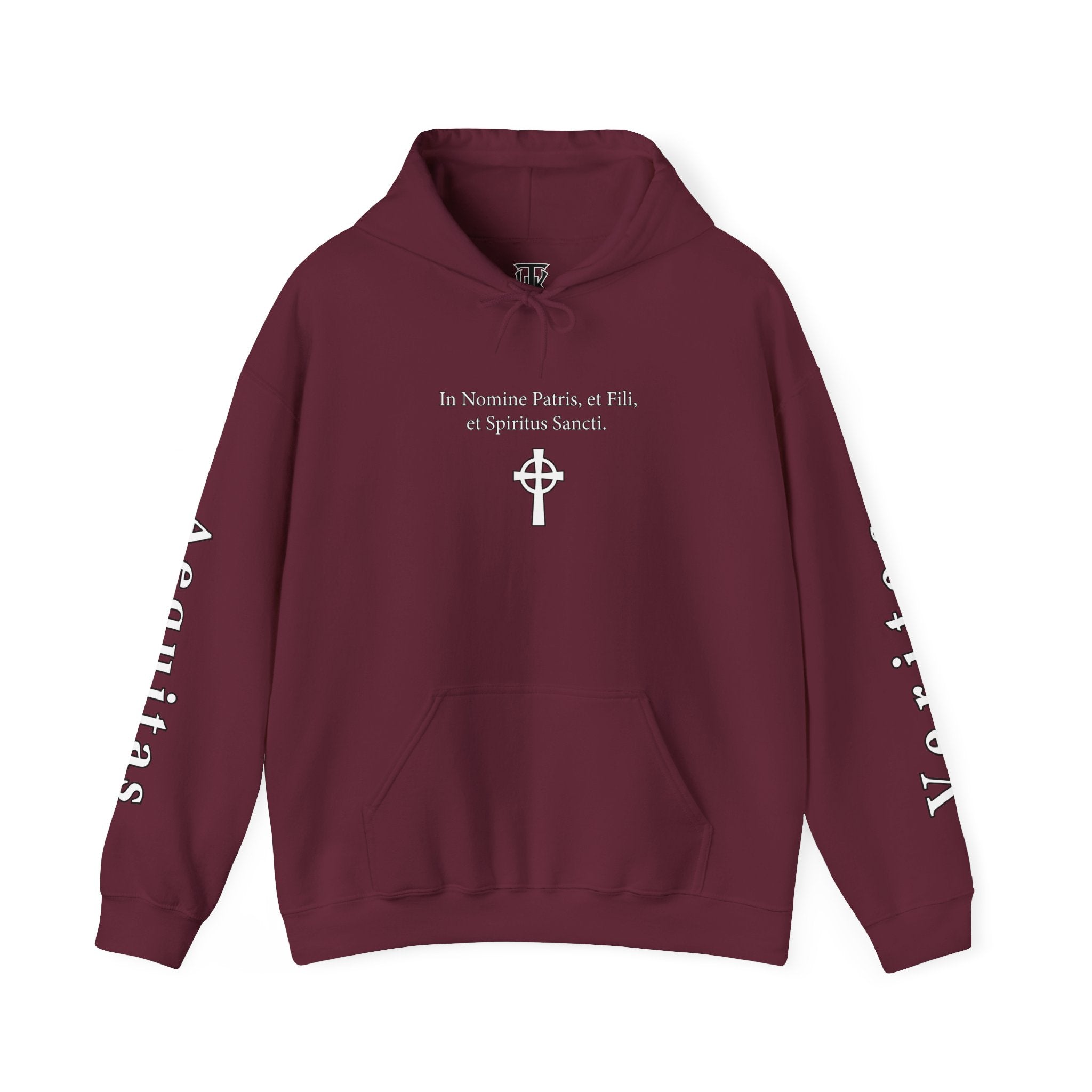 Veritas Aequitas "In Nomine Patris, et Filii, et Spiritus Sancti" Sleeve Scripture Pullover