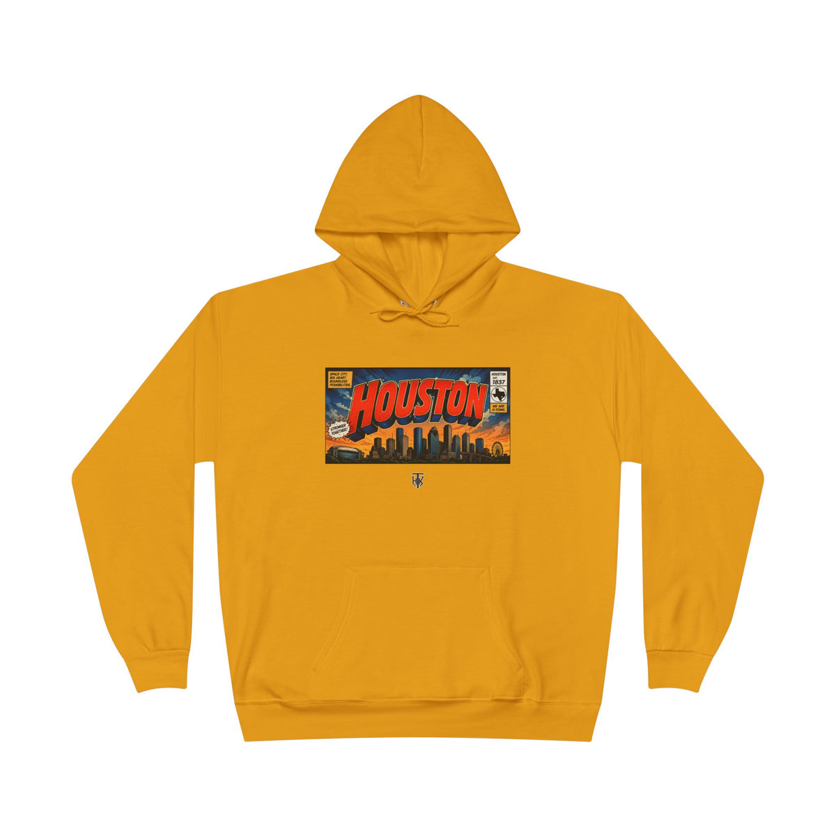 Houston Skyline Hoodie — Vintage Comic Book Design
