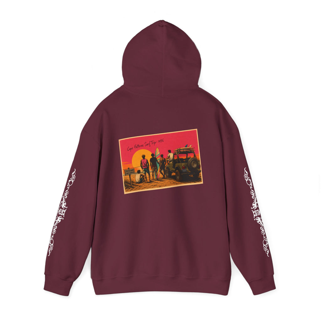 Surf Crew Vintage Sunset Hoodie — Beach Surfing Graphic Pullover