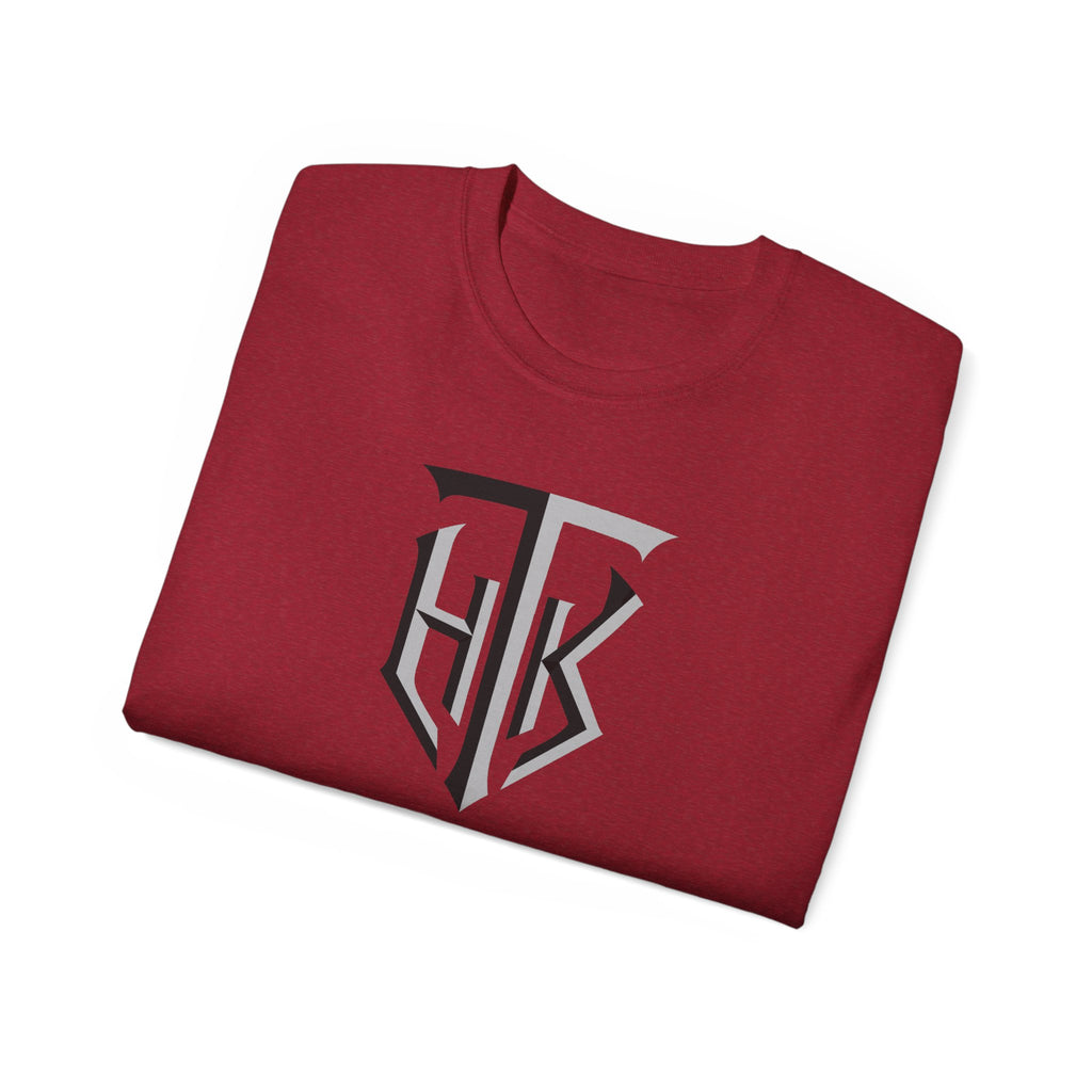 Shield Monogram Tee — Elegant Metallic Initials Graphic T-Shirt