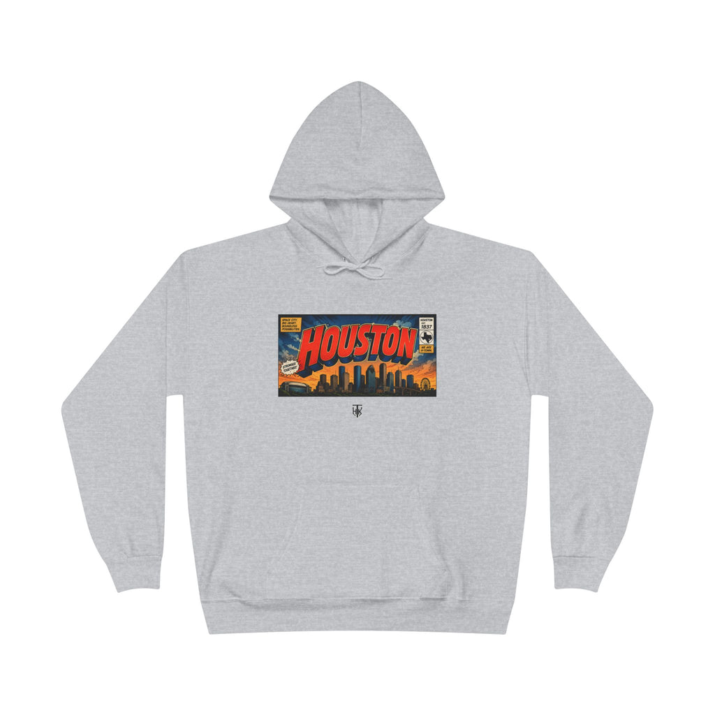 Houston Skyline Hoodie — Vintage Comic Book Design