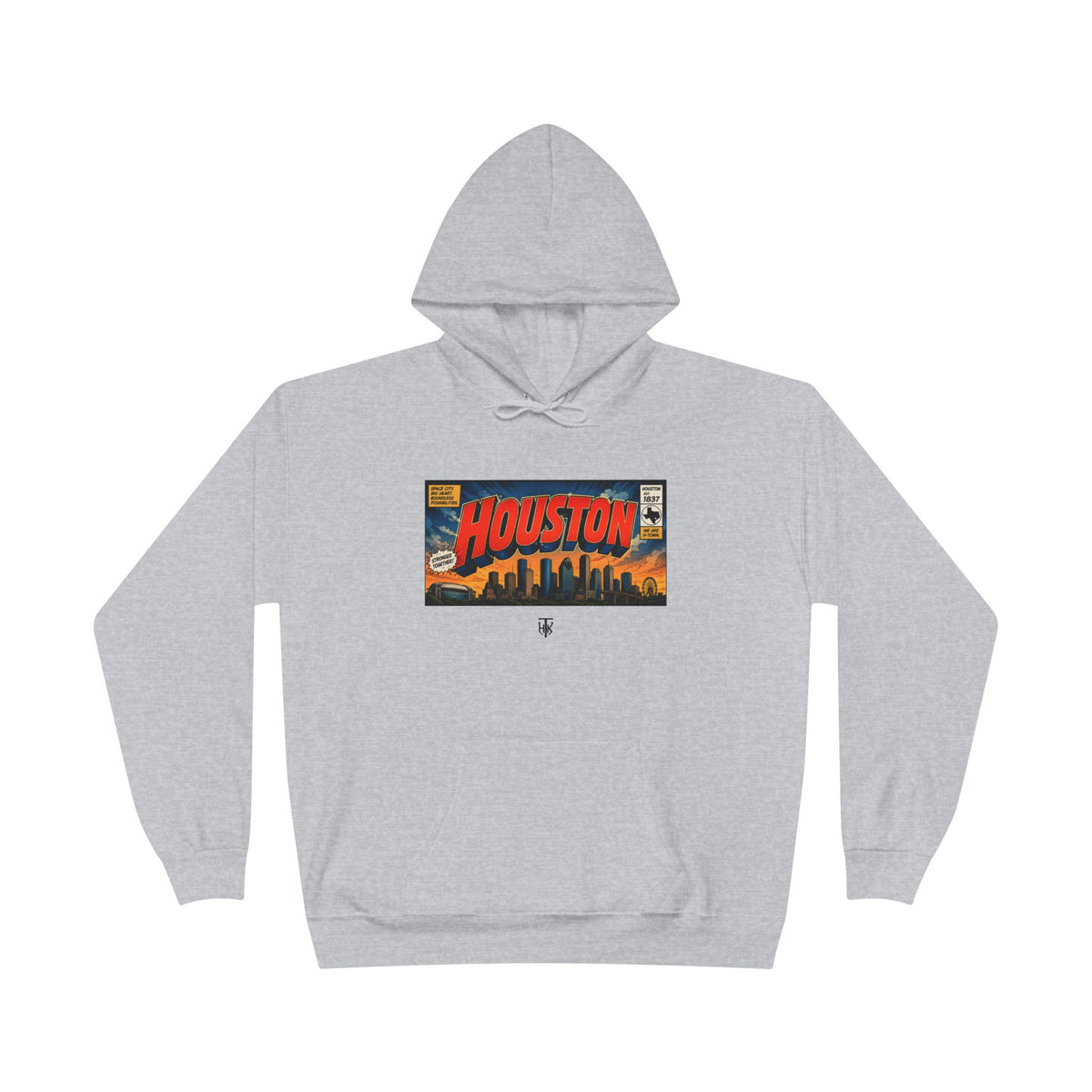 Houston Skyline Hoodie — Vintage Comic Book Design